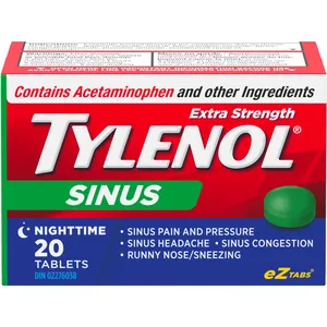Extra Strength Tylenol Sinus Relief Night Tablets - 500mg Acetaminophen for Pain & Congestion Relief