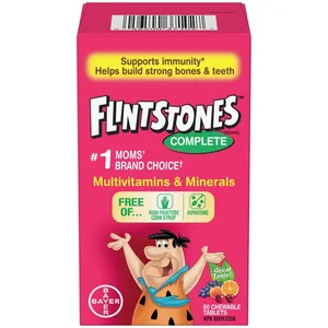 FLINTSTONES Complete Chewable Multivitamin for Kids, Aspartame-Free, 80 Count with Vitamins & Calcium