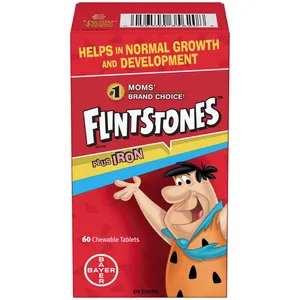 FLINTSTONES Plus Iron Kids Chewable Multivitamin - Supports Growth, Immune Function, Great Flavors