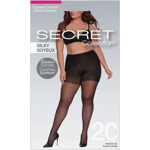 Fabulous Curves Plus Size Supreme Comfort Pantyhose with Ultra Stretch Waistband & Shadow Toe
