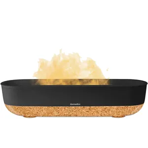 Fireside Ultrasonic Humidifier with Flame Effect, 0.26 Gallon Tank, Essential Oil Tray, 12-Hour Runtime