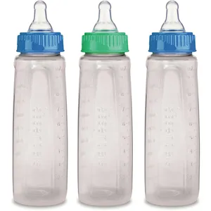 First Essentials by NUK Clear View 9OZ Bottle 3PK - Medium Flow Silicone Nipple, BPA-Free