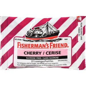 Fisherman's Friend Cherry Sugar Free Lozenges - Strong Relief, Gluten Free, Vegan & Kosher Treat