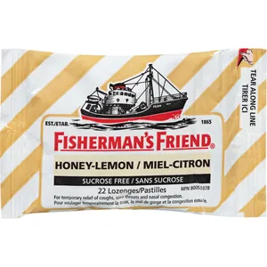 Fisherman's Friend Honey-Lemon Sugar Free Lozenges - Soothing Throat Relief, Gluten Free, Vegan