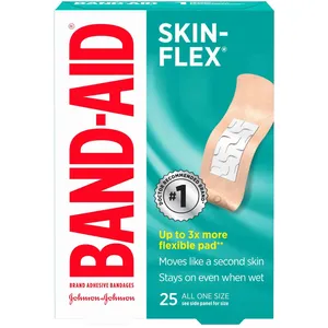 Flexible Adhesive Bandages, 25 Count - Skin-Flex for Cuts & Scrapes - Instant Drying & 24-Hour Hold