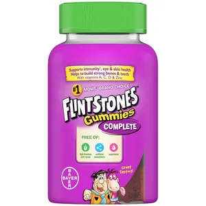 Flintstones Complete Kids Multivitamin Gummies - Chewy Fruit Flavors, 60 Gummies, Free of Artificial Sweeteners