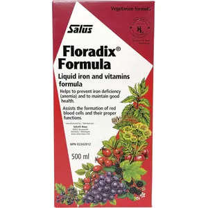 Floradix Liquid Iron Supplement with B Vitamins - 10mg Ferrous Gluconate, Vegetarian, 500ml