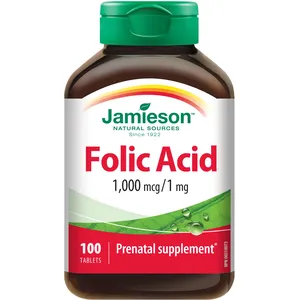 Folic Acid 1,000 mcg Tablets for Pregnancy Support - 1 mg, Essential Nutrient for Women