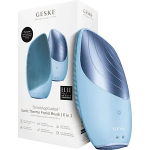 GESKE Sonic Thermo Cleansing Brush 6-in-1 - Aquamarine, Black - Ultimate Facial Cleansing & Toning Device