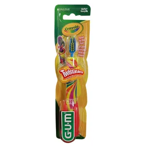 GUM Crayola Twistables Toothbrush with Soft Bristles for Gentle Cleaning, Fun Twistable Design