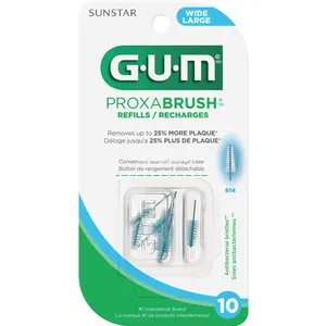 GUM Proxabrush Interdental Refills, Wide - 10ct for Effective Dental Plaque Removal