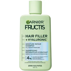 Garnier Fructis Hair Filler Shampoo with Hyaluronic Acid for Curly & Wavy Hair, 15X Moisture