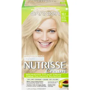 Garnier Nutrisse Hair Colour Cream 101 Light Ash Blonde with Avocado Oil for 100% Grey Coverage