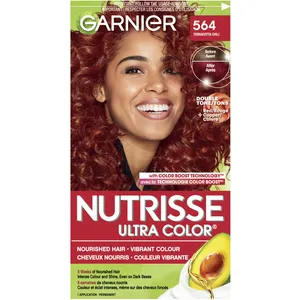Garnier Nutrisse Ultra Color Cherry Flamingo, Permanent Hair Dye - Nourishing Red for Vibrant Color