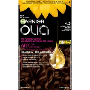 Garnier Olia Light Brown Permanent Hair Dye - Ammonia-Free, Oil-Powered, 100% Grey Coverage