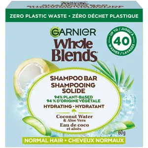 Garnier Whole Blends Coconut & Aloe Vera Shampoo Bar - 60G, Hydrating, Plastic-Free, Sulfate-Free
