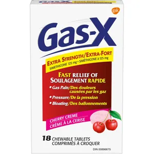Gas-X Extra Strength 18 Units, Bite-Me Cherry Flavor â€“ Fast Relief for Gas and Bloating
