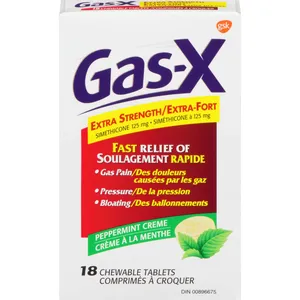 Gas-X Extra Strength Peppermint 18 Units for Fast Relief of Gas, Bloating, and Pressure