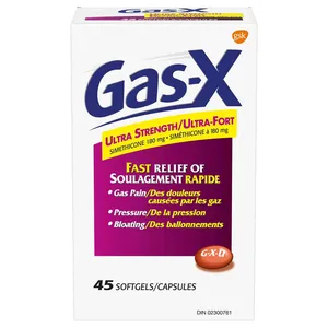 Gas-X Ultra Strength Softgels 45 Count for Fast Relief of Gas Pain, Bloating & Pressure