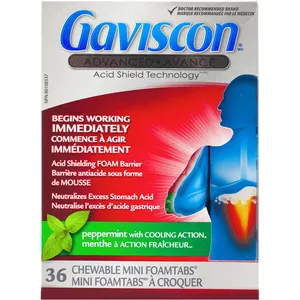 Gaviscon Advanced Chewable Mini Foamtabs Fruit Blend - 36 Count, Gluten-Free, Heartburn Relief