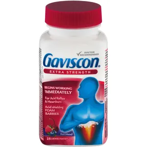 Gaviscon Extra Strength Chewable Foamtabs, Fruit Blend - 25 Count for Heartburn & Acid Reflux Relief