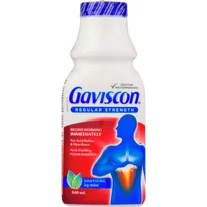 Gaviscon Regular Strength Liquid Icy Mint 340 ml - Fast Relief from Heartburn & Acid Reflux