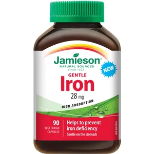 Gentle Iron 28mg with Vitamin B2, B12 & C - High Absorption, Vegetarian, Stomach Friendly Formula