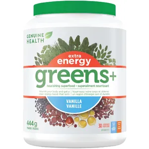 Genuine Health Extra Energy Vanilla - Natural Boost from 11 Superfoods for Stamina & Athletic Performance