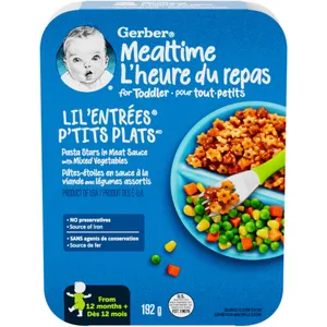 Gerber LIL' ENTRÉES Pasta Stars in Meat Sauce with Mixed Vegetables for Toddlers 12+ Months
