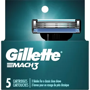 Gillette Mach3 Men’s Razor Blades, 5 Refills - Stronger Blades for a Smooth, Comfortable Shave