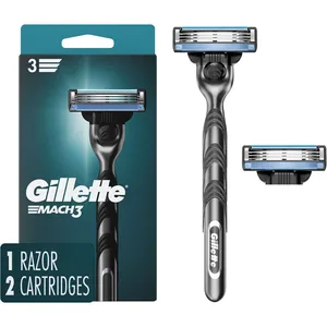 Gillette Mach3 Razor for Men - 1 Handle + 2 Blades, Premium Ergonomic Design, Classic Close Shave