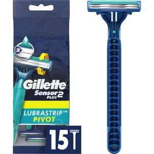 Gillette Sensor2 Plus Disposable Razors for Men with Pivoting Head and Lubrastrip for Smooth Shave