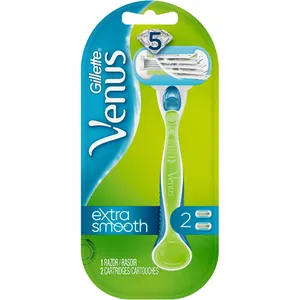 Gillette Venus Extra Smooth Green Women's Razor Handle with 2 Blade Refills for Close Shave