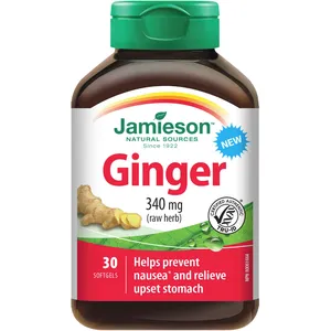 Ginger 340 mg Softgels for Nausea Relief, Digestive Support & Bronchitis Aid - TRU-ID Certified