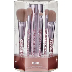 Glamorous Silver Brush Set - Qb All The Glam Brush Set with 6 Brushes & Matching Tin Canister