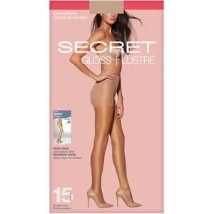 Gloss Ultra Sheer Control Top Panty with Shadow Toe - 15 Denier, Black