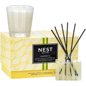 Grapefruit Petite Candle & Diffuser Set - Fresh Citrus Scented Gift for Home Fragrance Lovers