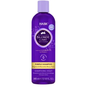 HASK Blonde Care Purple Toning Shampoo - Neutralizes Brassy Tones, Vegan Formula with Elderberry Oil