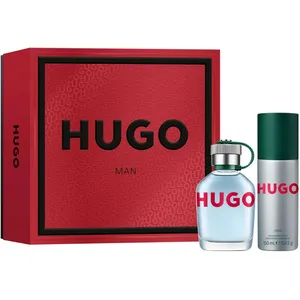 HUGO Man Eau de Toilette Gift Set - 75ml EDT & 150ml Deodorant in Festive Red Box for Men