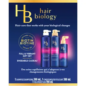 Hair Biology Gift Pack - Full & Vibrant Shampoo, Conditioner, Thickening Treatment Set