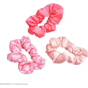Hello Kitty x Kitsch Recycled Fabric Puffy Scrunchies 3pc Set - Soft, Eco-Friendly Hair Accessories