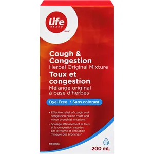 Herbal Original Cough & Congestion Relief - Dye-Free, Effective for Cold Symptoms, 200 mL
