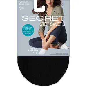 High Cut Cotton Fused Edge Footcover - Non-Slip Heel, ONE SIZE, Comfortable Cotton Blend