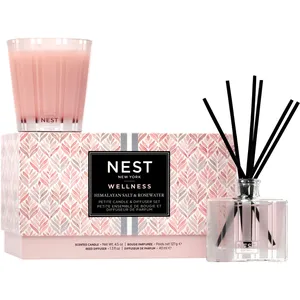 Himalayan Salt & Rosewater Candle & Diffuser Set - Soothing Aromatherapy Gift for Home