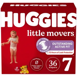 Huggies Little Movers Diapers Size 7 for Active Babies, 36 Count, Leak Lock & Soft Waistband