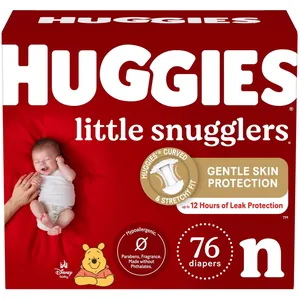 Huggies Little Snugglers Baby Diapers Newborn Size 76 Count - Gentle Absorbent Protection