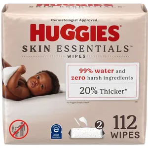 Huggies Simply Clean Unscented Baby Wipes - 6 Flip-Top Packs, 384 Wipes, Hypoallergenic & Gentle