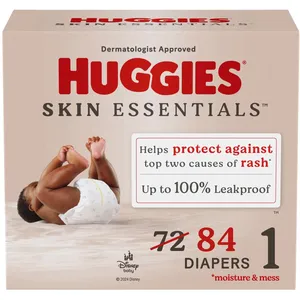 Huggies Skin Essentials Baby Diapers Size 1 (8-14 lbs) with Rash Protection and Wetness Indicator
