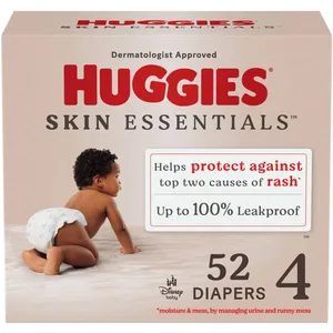 Huggies Skin Essentials Baby Diapers Size 4 (22-37 lbs) - Rash Protection & Hypoallergenic Comfort