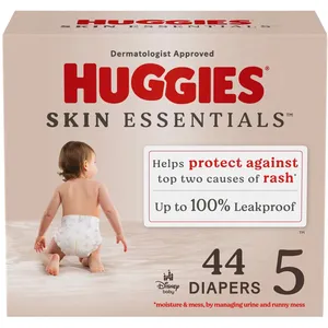 Huggies Skin Essentials Baby Diapers Size 5 (27+ lbs) - Hypoallergenic, Leakproof & Breathable